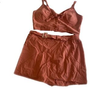 Haute Monde Matching Skort and Tank Two Piece Set in Coral